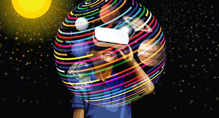 Child using VR headset