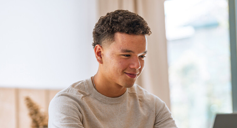 Student using computer