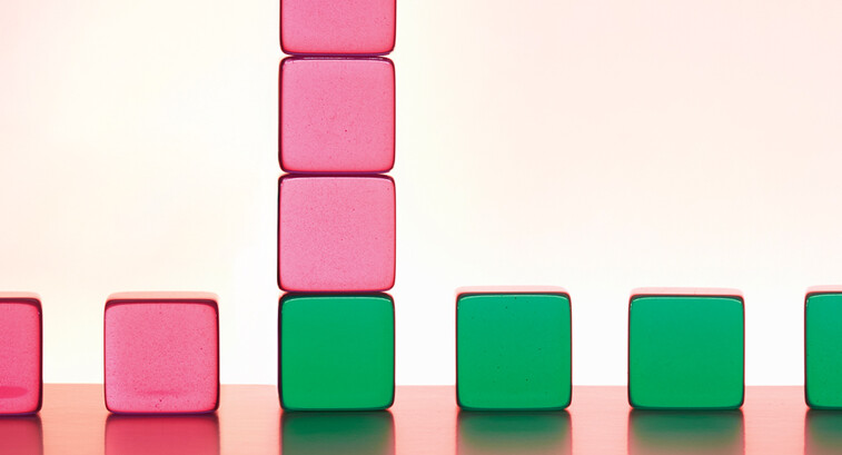 Storage building blocks concept - blocks of different colors stacked up