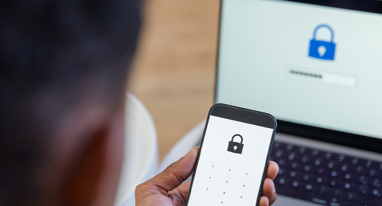 Person using MFA at login