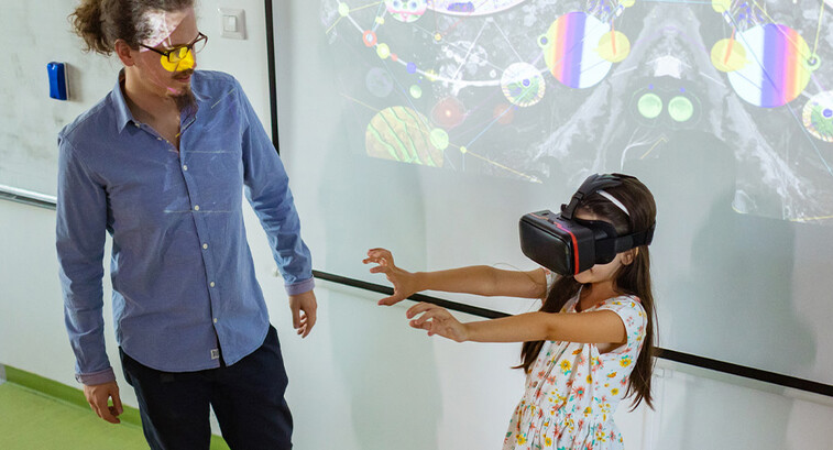 Student using VR in school