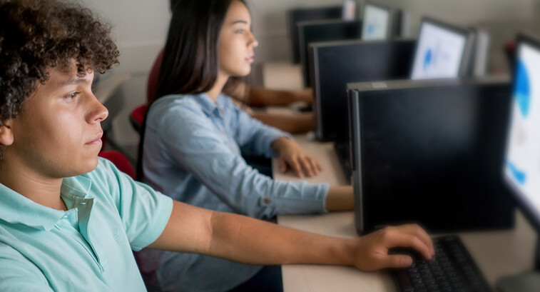 Students using computers