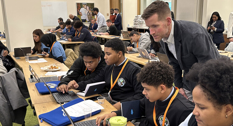 NYC school students from Bronx attending CDW-Salesforce AI workshop