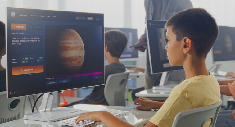 Students using computers