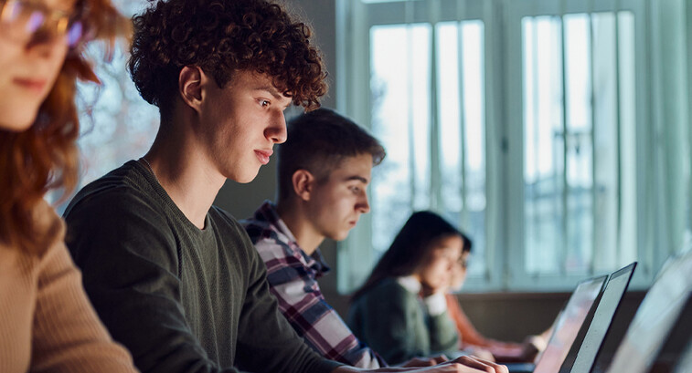 Students using computer