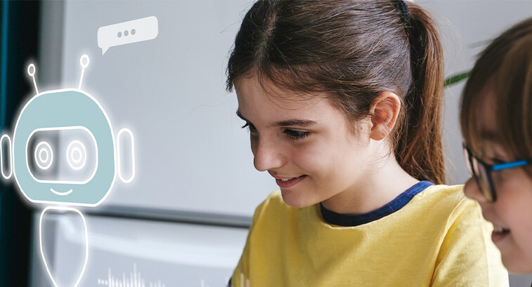 Students interacting with AI