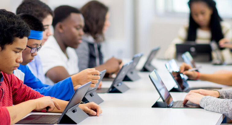 Students using tablets