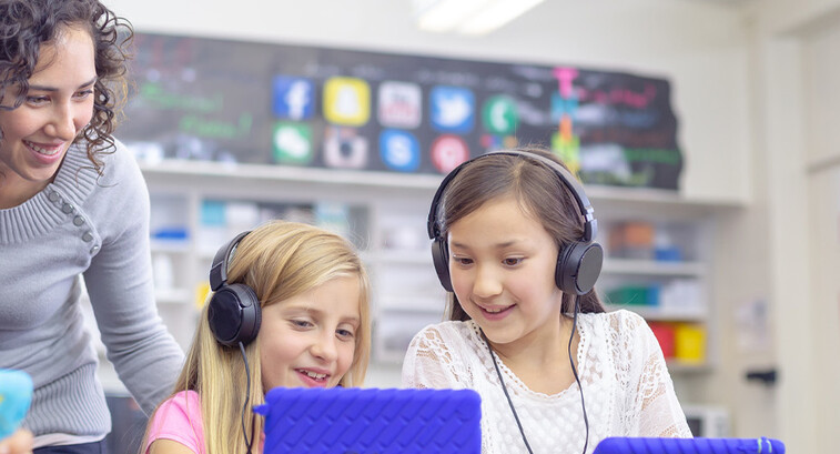 Students using tablets