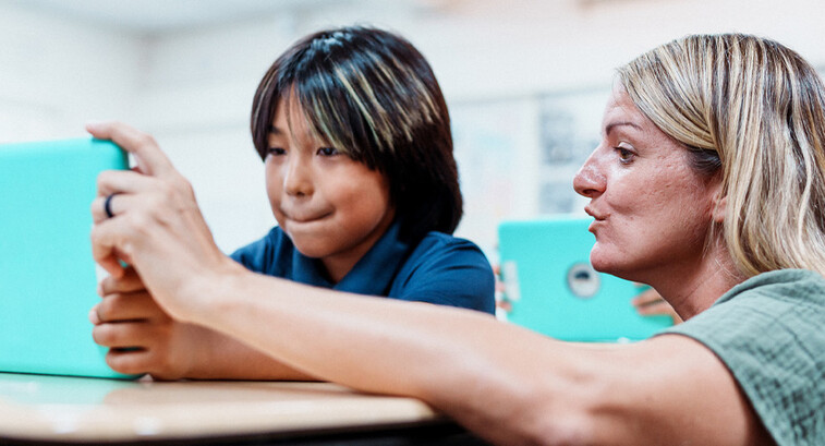 Student using tablet