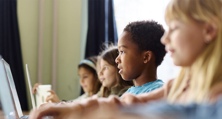 Students using computers