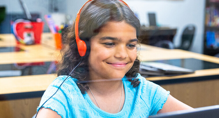 Student using computer