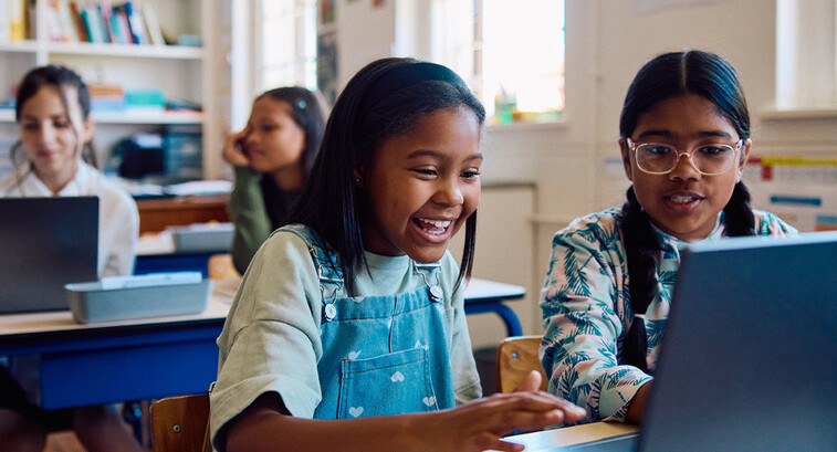 Students using computers