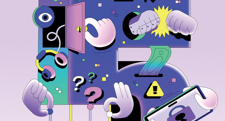 Illustration of devices and the number five