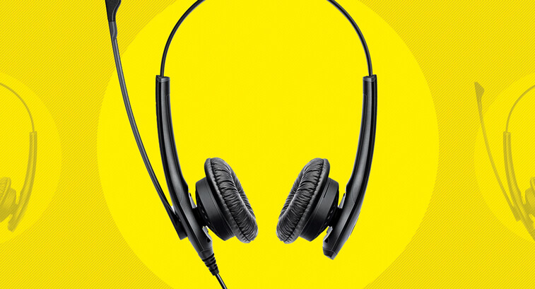 Headphones on a yellow background
