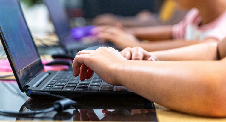 Students using devices