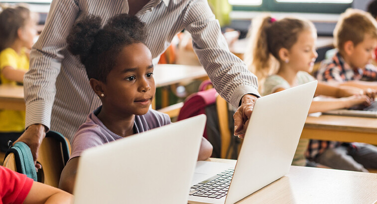 Students using computers