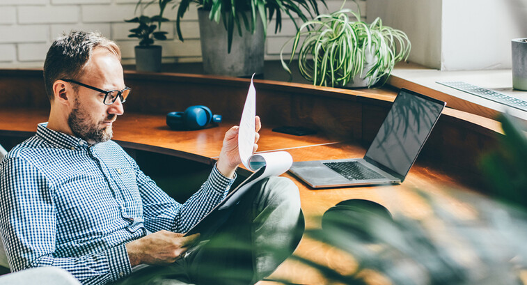Person reviewing documents