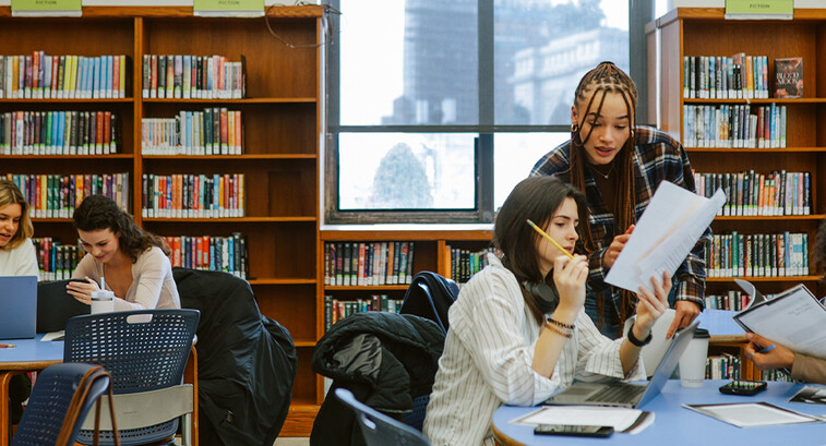 Students in library