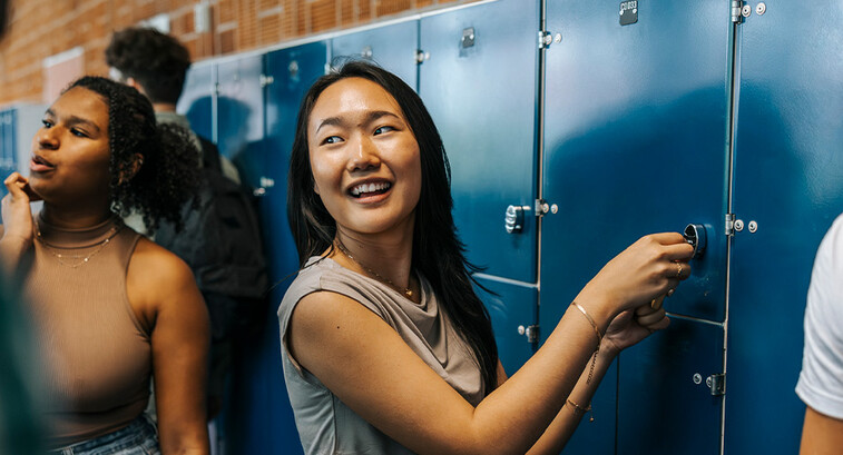 High school students in hallway