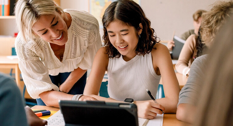 Student using tablet