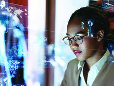 woman managing data