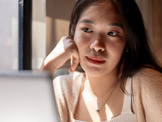 Student studying in library