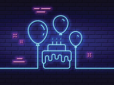 Neon cake and balloons