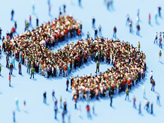 People lining up to create the number five