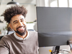 IT professional looking at computer