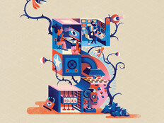Scary Illustrated number 5 is surrounded by thorny vines