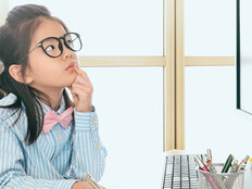 Student using computer at home