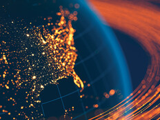 Globe with lights and lines over the united states to show connectivity