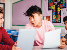 Students working together in class