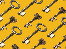 a repeating pattern of keys on a yellow background to represent passkeys