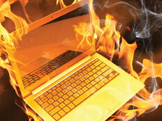 computer generated image of laptop on fire
