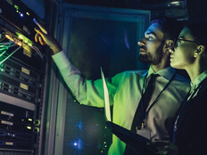 People working in a data centre