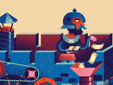 Illustration of knight throwing money into funnel to represent AI investments