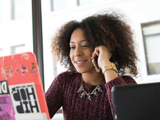 Employee using computer in the office