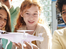 Students using a drone