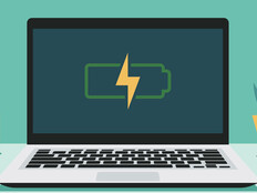 Illustrated laptop with low battery