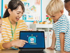 Teacher instructing students on AI usage