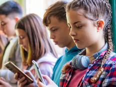 Kids using mobile devices