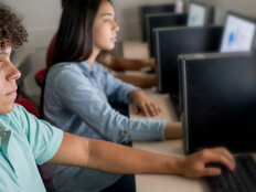 Students using computers