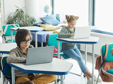 Students using devices in classroom