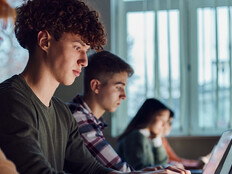 Students using computer