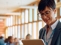 Teacher using tablet