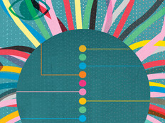 Colorful abstract image with eyes and computer nodes