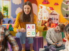 Teacher using tablet