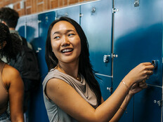 High school students in hallway