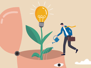 Illustration of person growing an idea